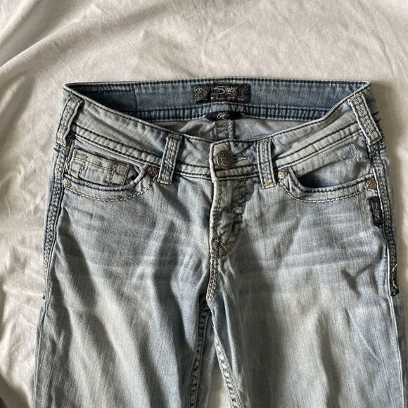 Silver Jeans Co. Suki Capri Light Wash Denim Womens W27 Western Glove Works - Picture 7 of 10